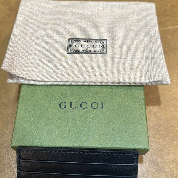 GUCCI Plutone Calfskin Logo Card Holder in Brown, NWOT - Picture 8 of 8